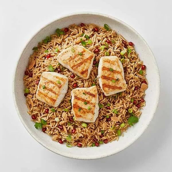 Kabsa Spiced Fish with Egyptian Scallion Rice